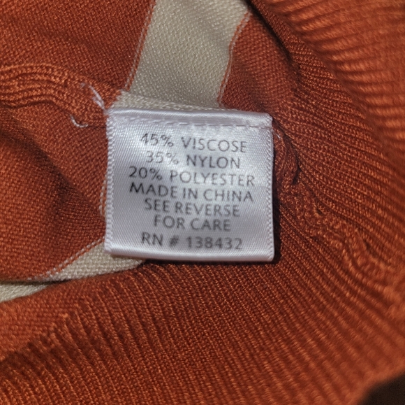 Modcloth Sweater Size 2X Orange/Cream Stripe - Picture 7 of 8